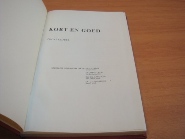 Baas, J.H. e.a - Kort en Goed - Pocketbijbel