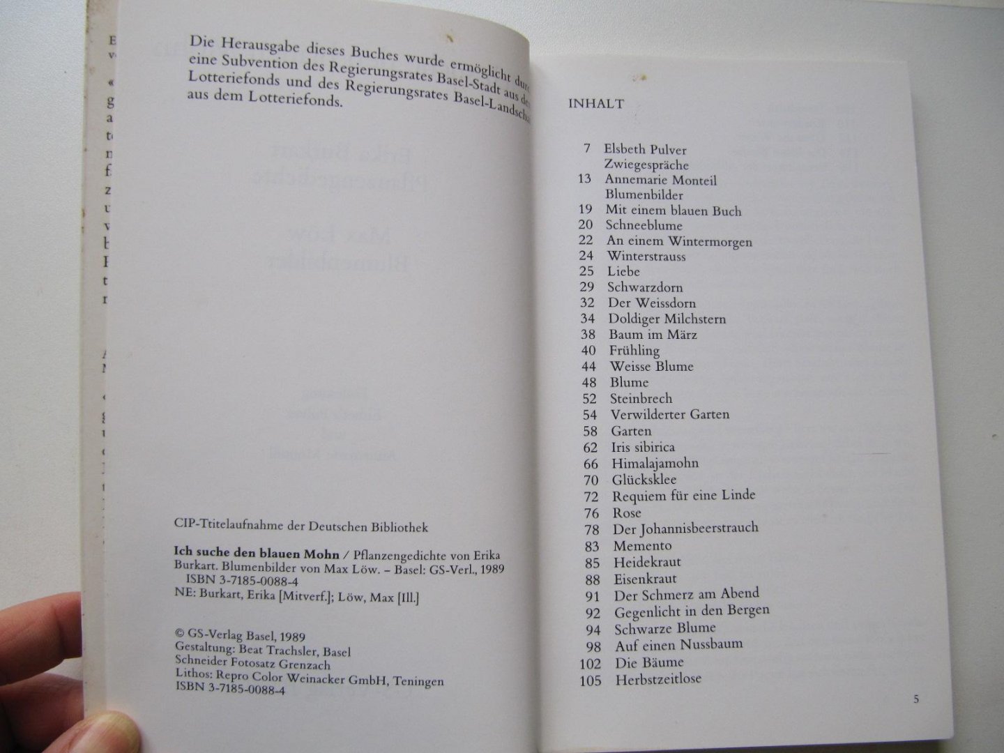 Erika Burkart - Ich suche den blauen Mohn-Pflanzengedichte