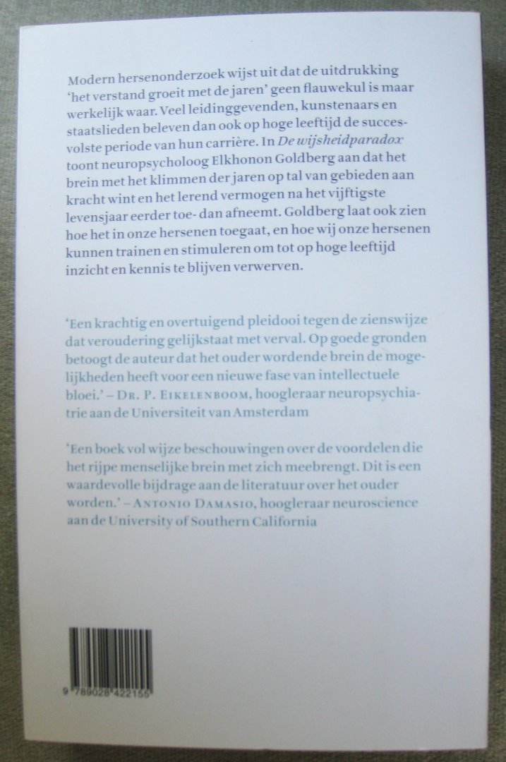Goldberg, Elkhonon - De Wijsheidparadox   -   Hoe het verstand groeit terwijl de hersenen ouder worden  - De Wijsheid paradox