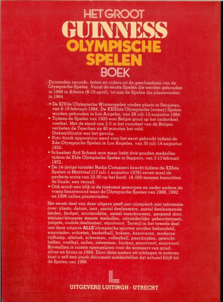 Greenberg, Stan .. Vertaald door H.L.J. Kliphuis - Groot guinness olympische spelen boek uit 1983 Records feiten cijfers van 1896 tot heden
