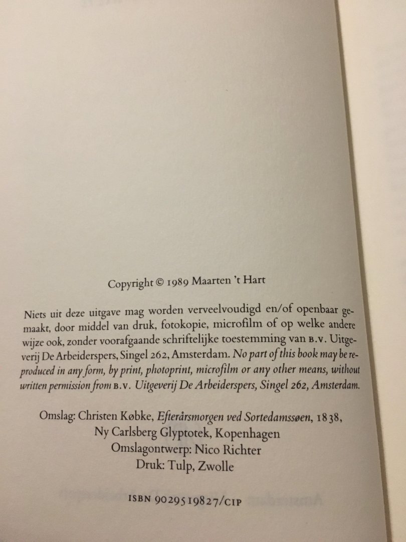 Hart, M. 't - De unster / druk 1