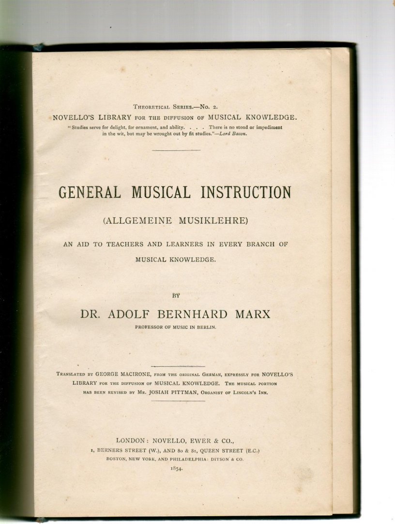 Adolf Bernhard - General Musical Instruction Marx ,