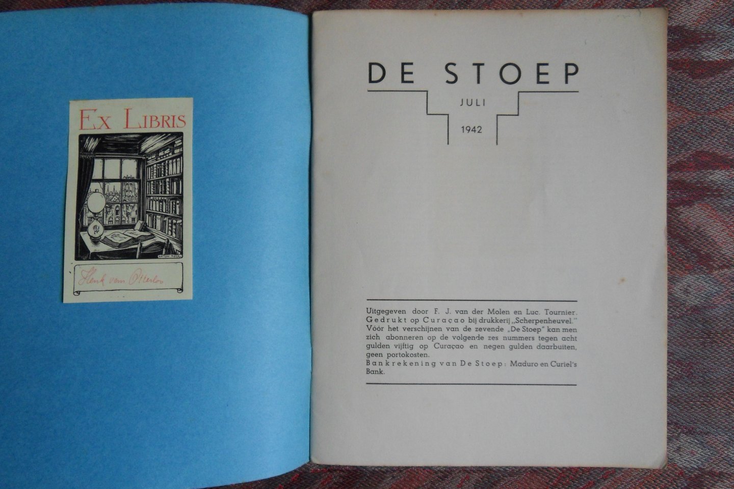 Molen, F.J. van der; Tournier, Luc. (uitgegeven door). - Nederlands Periodiek De Stoep 6. - Juli 1942. - Jan Greshoff over Arthur van Schendel.