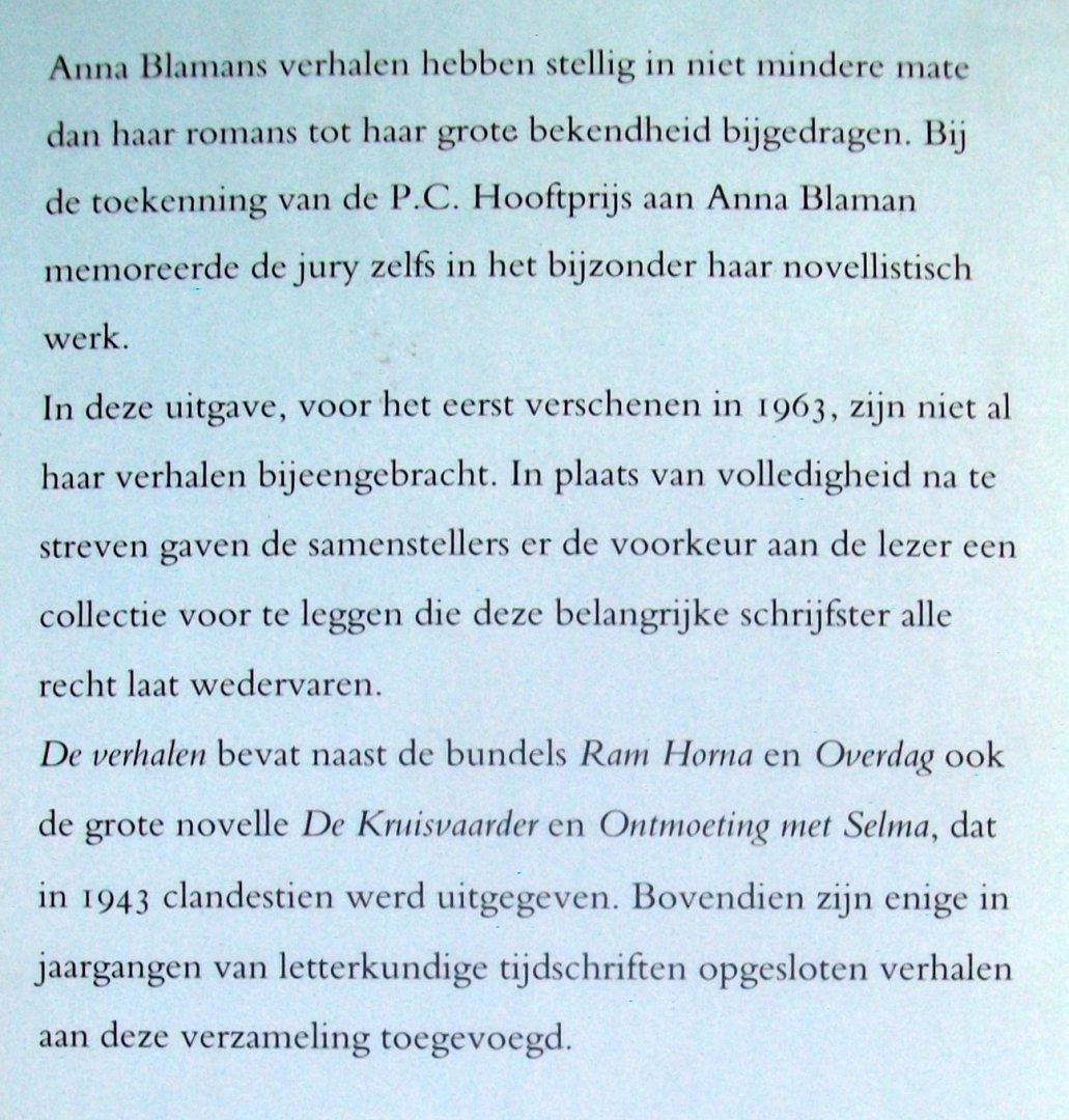 Blaman, Anna - De verhalen (Ex.1)