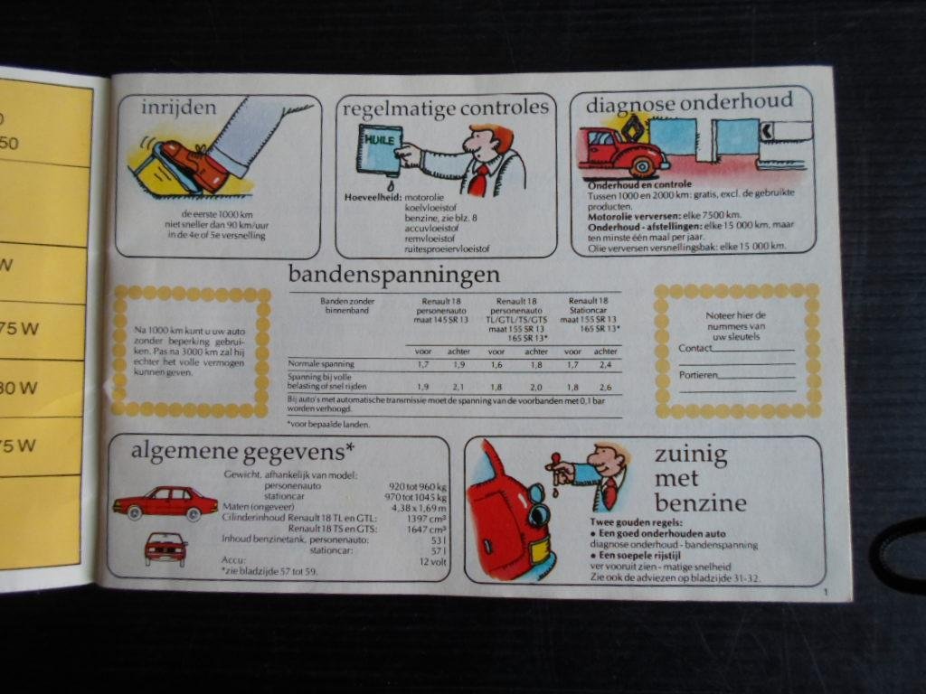  - Instructieboekje Renault 18 + aanvulling
