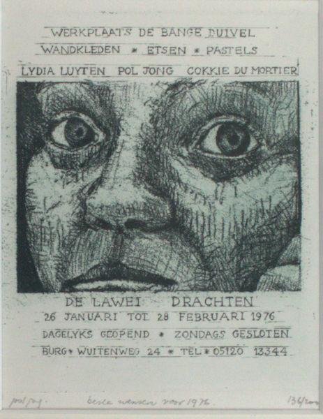 Jong, Pol. - Aankondiging expositie met Lydia Luyten en Cokkie du Mortier.