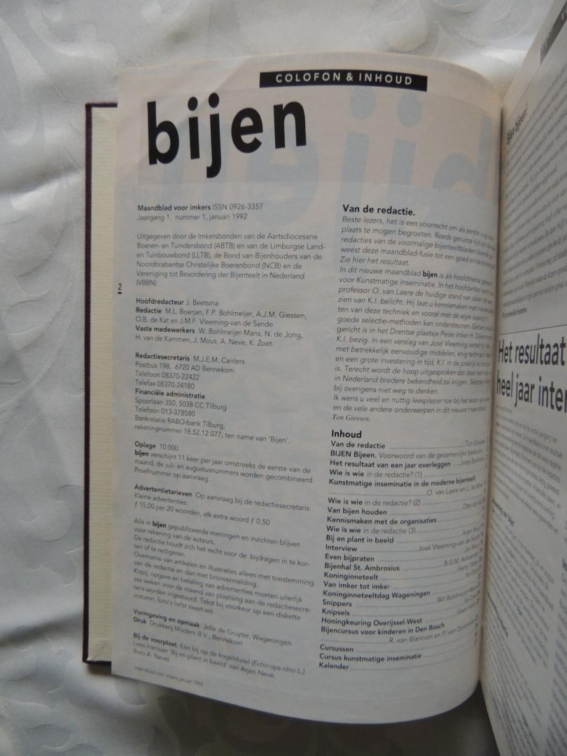 Beetsma, J. (redactie) - Bijen. Maandblad voor imkers. Jaargang 1, 1992.  Jaargang 2,  1993. COMPLEET