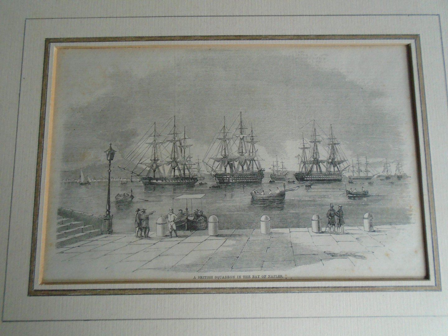 The illustrated London News. Houtgravure. Prenten, tekeningen, etsen. - A British Squadron in the Bay of Naples. Houtgravure