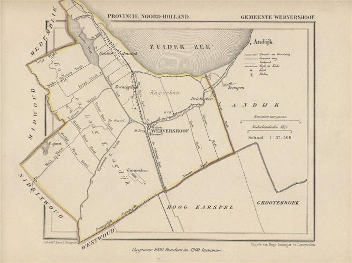 Kuyper Jacob. - Wervershoof.  Map Kuyper Gemeente atlas van Noord Holland