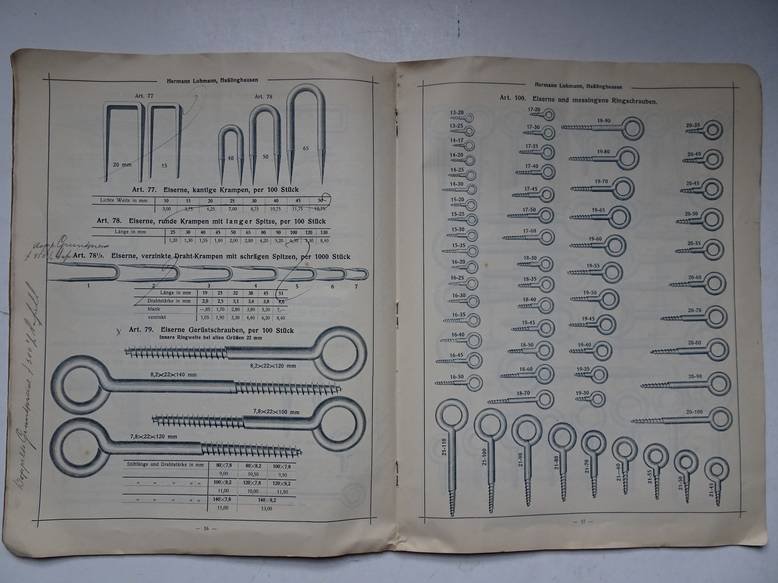 N.n.. - Hermann Lohmann Hasslinghausen. Schrauben- und Drahtkurzwaren-Fabrik.