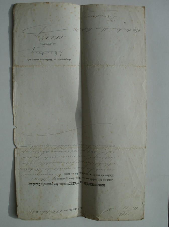 (genealogie, zaanstreek). - (van Orden family). Brief gericht aan M. van Orden, benoemd als makelaar.