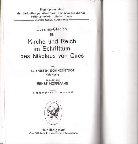 Bohnenst?dt Elisabeth - Cusanus-Studien III: Kirche und Reich im Schrifttum des Nikolaus von Cues