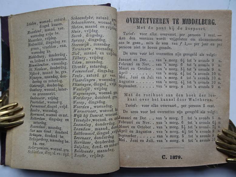 No author. - Middelburgsche almanak, naar den nieuwen stijl, voor het jaar onzes Heeren Jesu Christi 1879. Voorzien met alle de Zeeuwsche jaar- paarden- beesten- en leermarkten, alsmede het op- en ondergaan van de zon en maan.