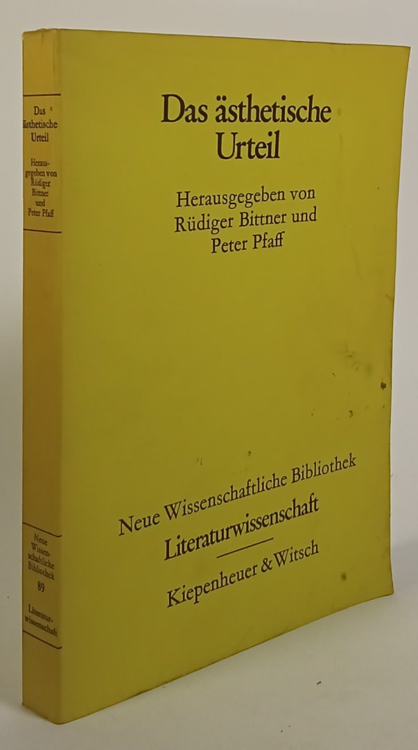 BITTNER, R., PFAFF, P, (EDS.) - Das ästhetische Urteil.