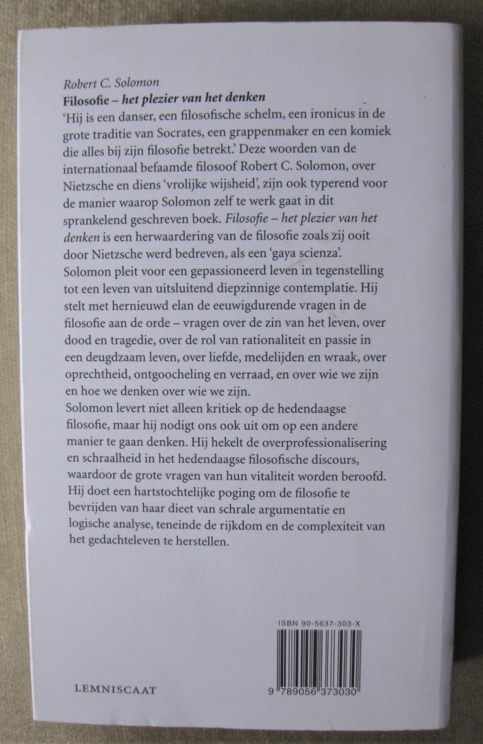 Solomon, Robert C. - Filosofie   -  Het plezier van het denken