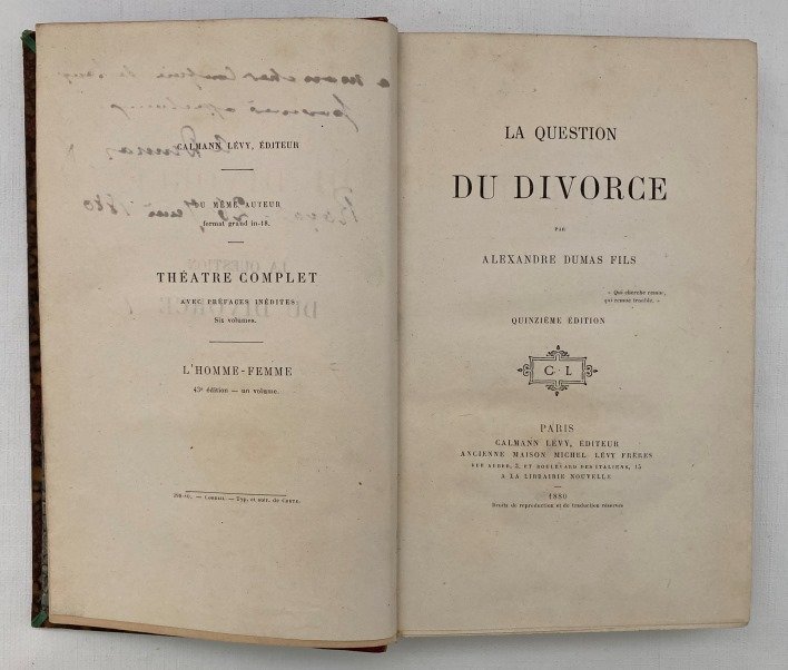 Dumas fils, Alexandre, - La question du divorce. [Signed]