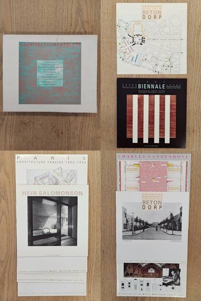 STICHTING WONEN, AMSTERDAM. - Architectuurcatalogi: Kunst in opdracht / Fotografie en architectuur / Paris - architecture urbaine 1980 - 1986 / Architectuur 1986 / Hein Salomonsn / Betondorp / Betondorp-wandelkaart / Biennale jonge Nederlandse architecten / Charles vandenh...