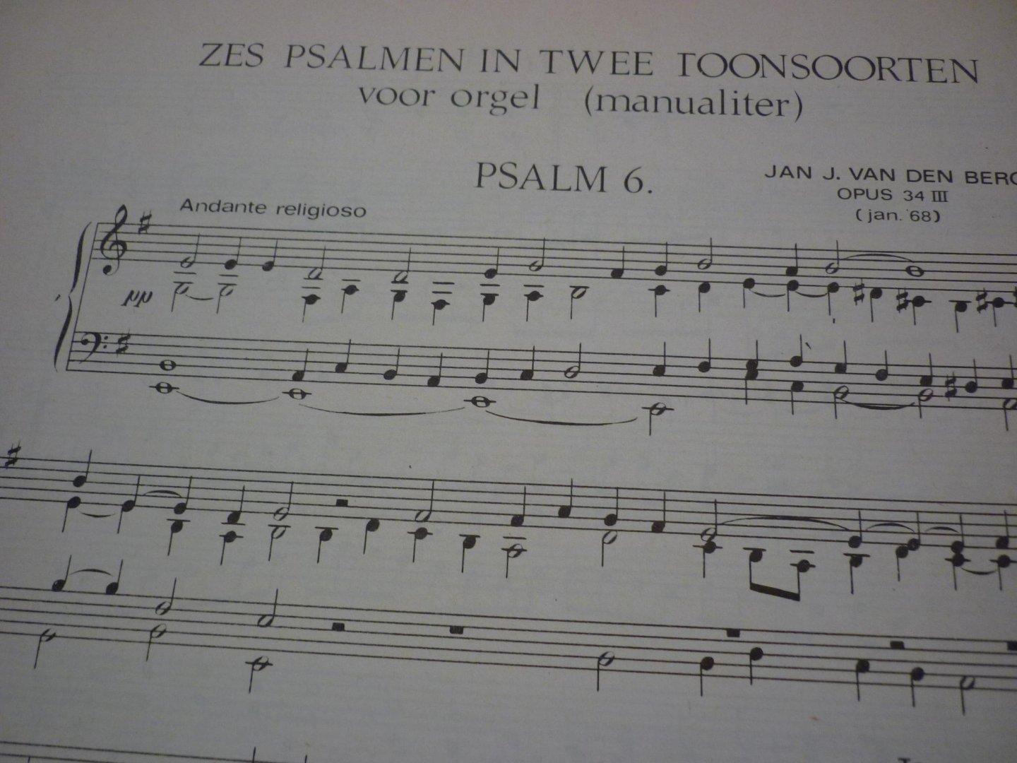 Berg; Jan J. van den - Zes Psalmen in twee toonsoorten