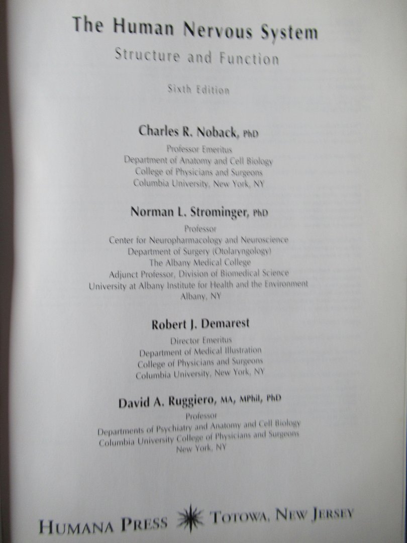 Noback, Charles R. - The Human Nervous System / Structure and Function