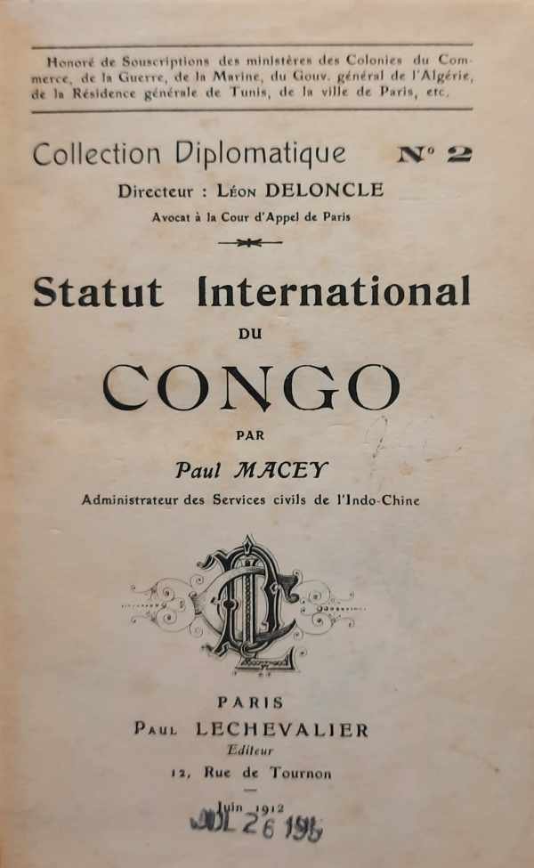 Macey Paul - Le statut international du Congo