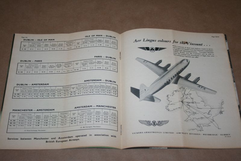  - Aer Lingus - Time Table - Irish Airlines Winter 1952-53