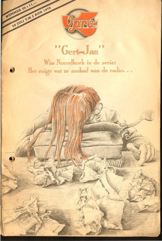 Collectorsitems - 7 delen VPRO gids 1979 Het enige wat ze aan had was de radio. Korte verhalen uit de gidsen nr 27 t/m 33 met afbeeldingen op de omslagen van de gidsen. Jan Willem van de Wetering: Het meisje violet; Anton Haakman: Niets aan de hand; Henk Spaan: De ker