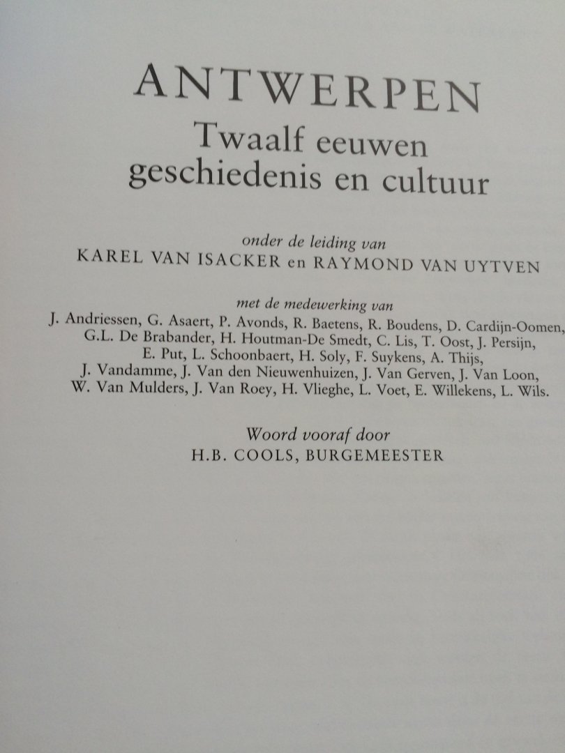 Isacker, karel van - ANTWERPEN - twaalf eeuwen geschiedenis en cultuur