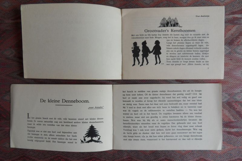 Fokker, Aafje. [ met zwartjes van Ans Muller-Idzerda ]. - Grootvader`s Kerstboomen. en De Kleine Denneboom. [twee deeltjes als een koop].