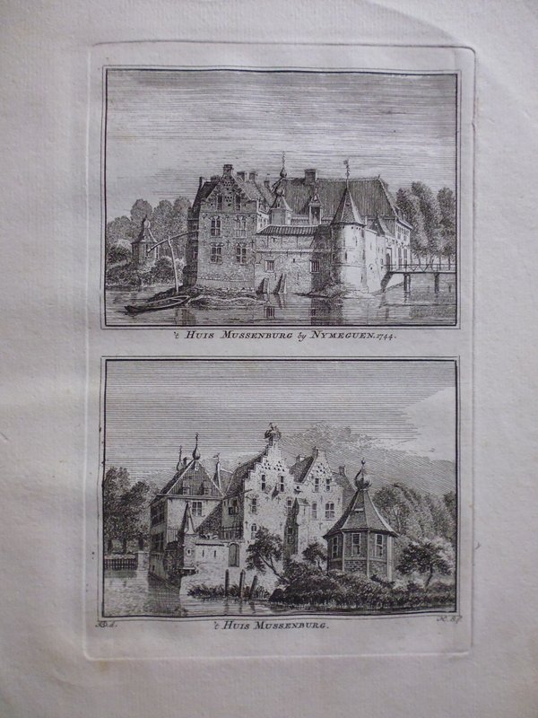 H. Spilman - 't Huis Mussenburg by Nymeguen / 't Huis Mussenburg 1744 [Originele kopergravure]