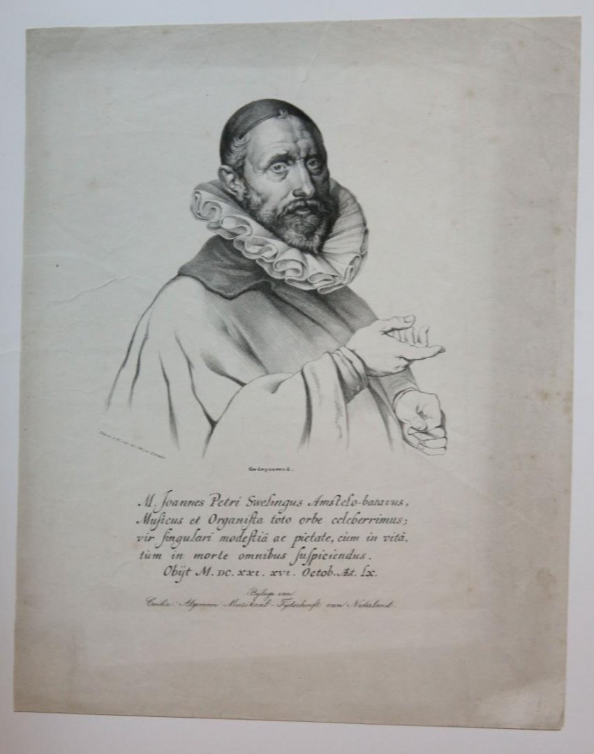 Weyer, P.W. van de (1816-1880) after Muller, Jan (1571-1628) - Bust portrait of Jan Pieterszoon Sweelinck.
