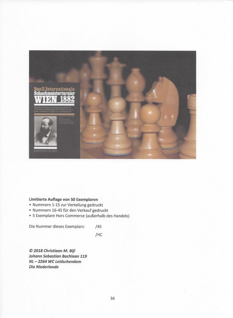 Chess # Bijl, Christiaan M. - Erinnerungen an Egbert Meissenburg. Enthält nebenbei Auswahl aus der ehemaligen Schachbüchersammlung von Christiaan M. Bijl. Sonderdruck. Auflage 50 Exemplare.