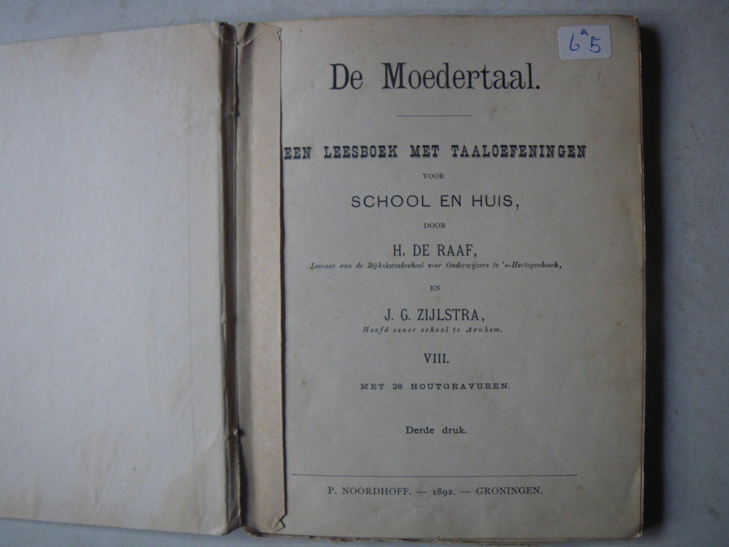 Raaf, H. de, Zijlstra, J.G. - De moedertaal : een leesboek met taaloefeningen voor school en huis. achtste deeltje. derde druk