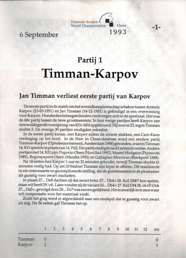  - Timman-Karpov World Championship Chess 1993
