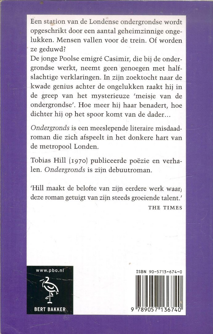 Hill, Tobias. Vertaald door May van Sligter - Ondergronds