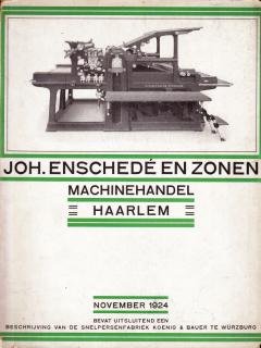 ENSCHEDÉ & ZONEN, Joh. - Maandblad Chemigrafie. November 1924. Snelpersen van Koenig & Bauer.