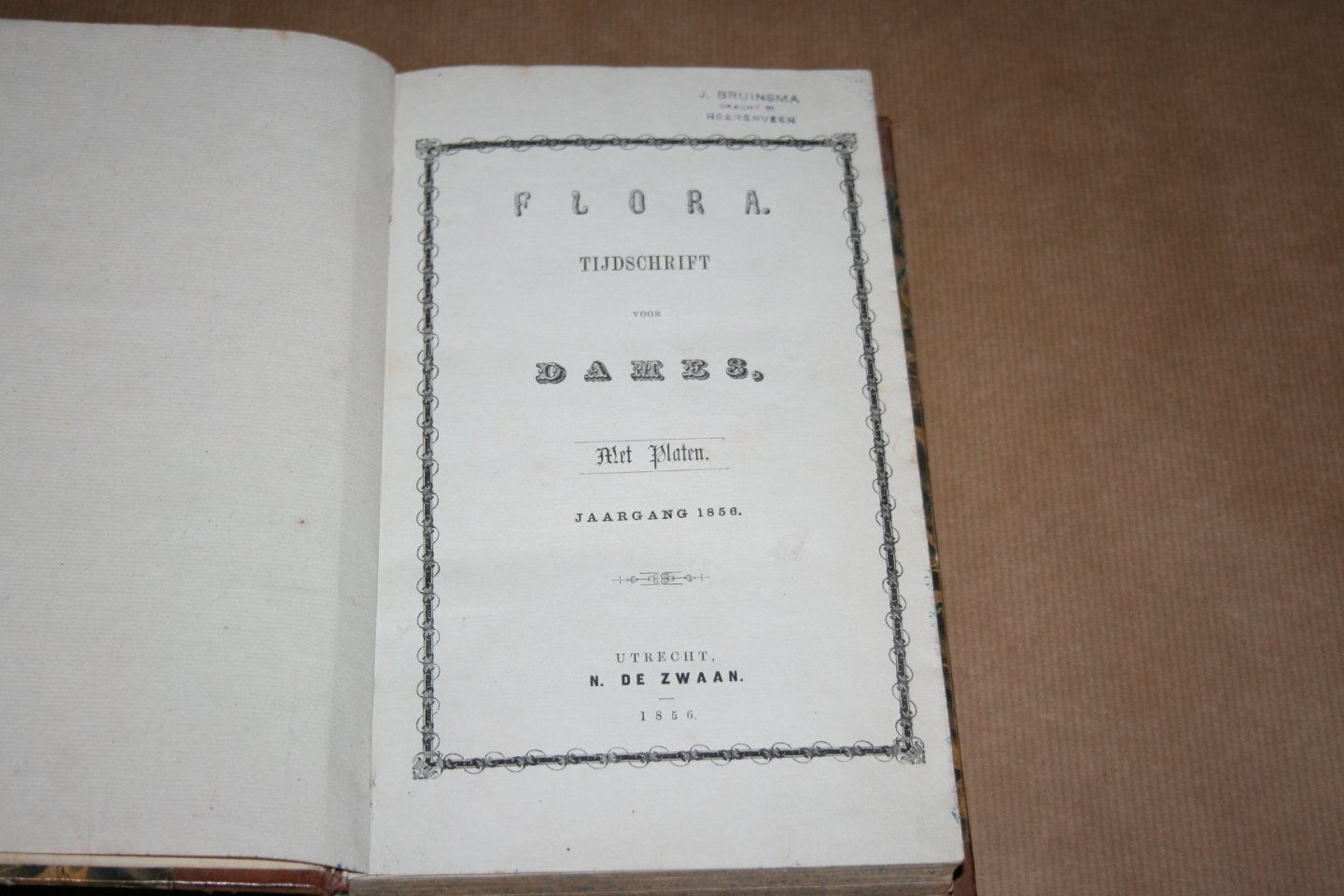  - Flora - Tijdschrift voor dames --  Jaargang 1856 -- Met platen