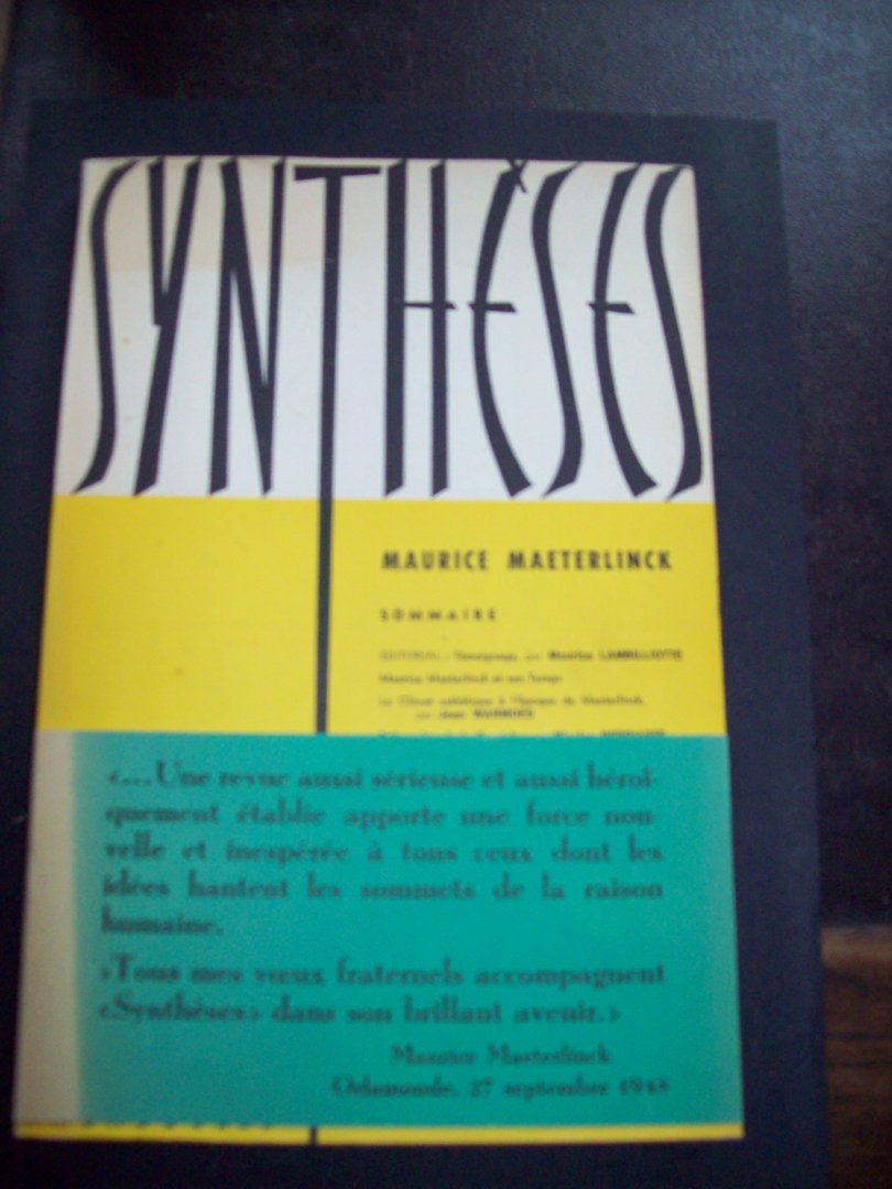 Maurice Maeterlinck - "Synthesis Revue International nr. 195  Aug. 1962"