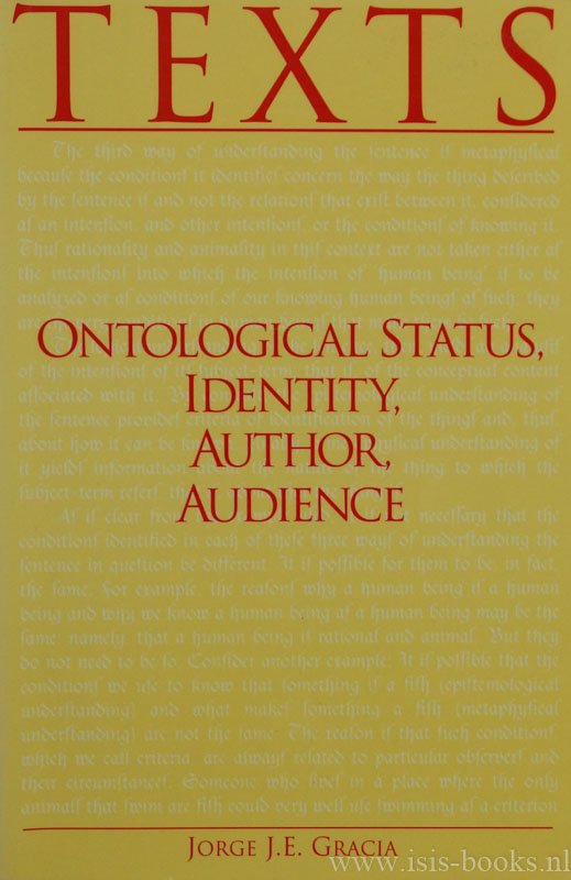 GRACIA, J.J.E. - Ontological status, identity, author, audience.