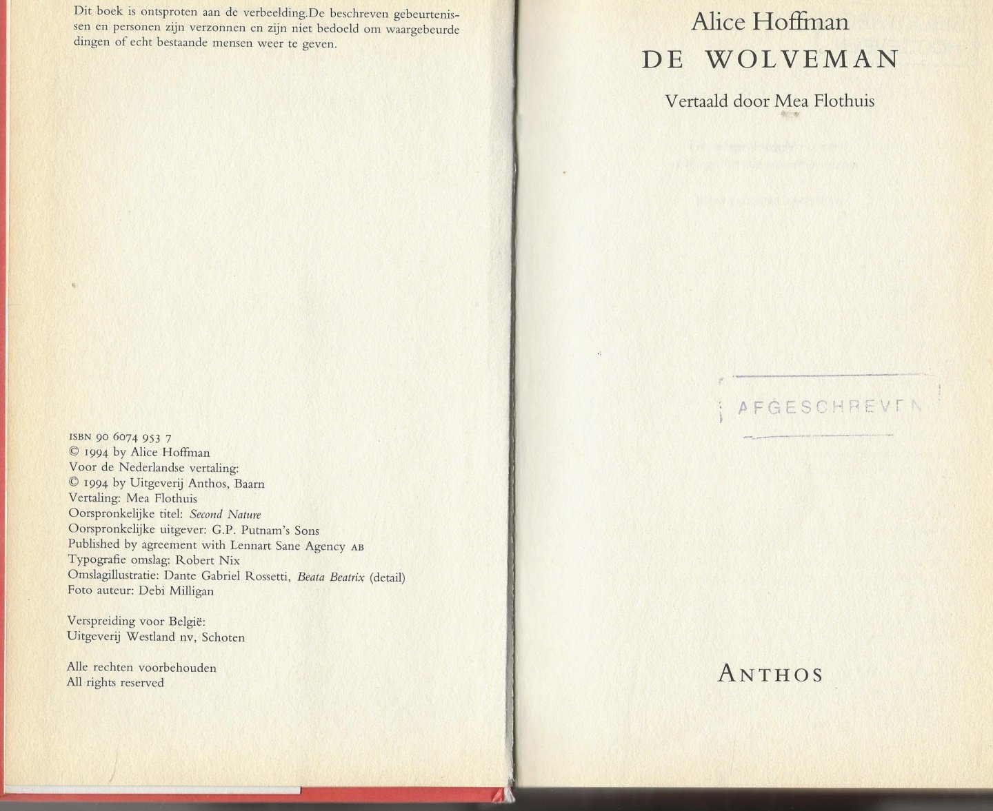 Hoffman Alice Vertaald door Mea Flothuis - De Wolveman