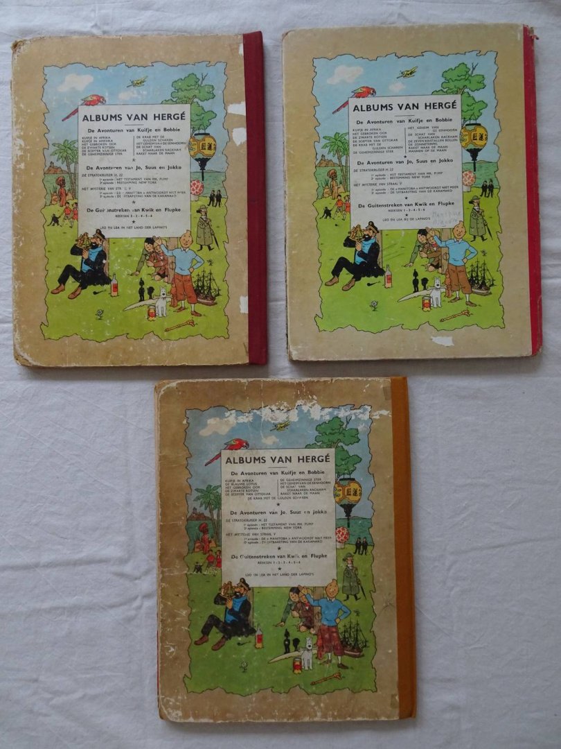 Hergé. - De Avonturen van Kuifje. De Blauwe Lotus/ Mannen op de Maan/ Het Gebroken Oor. 3 exemplaren