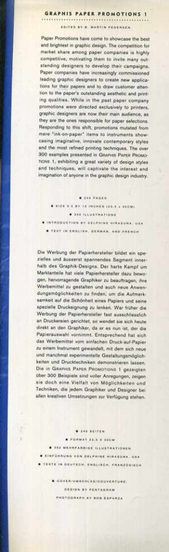 Pedersen, B. Martin & Delphine Hirasuna - Graphis Paper Promotions 1. An International Collection of Paper Promotions.