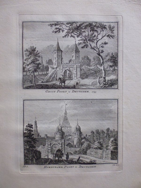 H. Spilman - Gruit Poort te Deutinchem / Homburger Poort te Deutinchem 1743 - Originele kopergravure