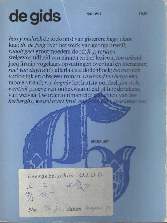 Constandse, H. Mulisch e.a. (redactie), A.L. - De Gids. Algemeen Cultureel Maandblad. Honderdvijfendertigste jaargang, 1972 no. 5/6