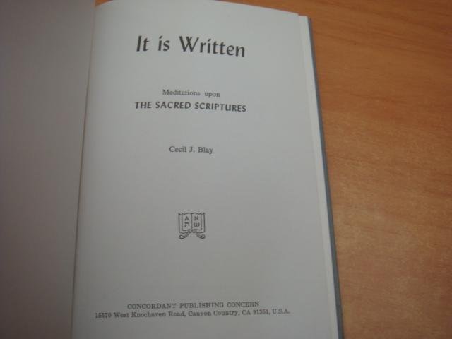 Blay, Cecil, J - It is writen