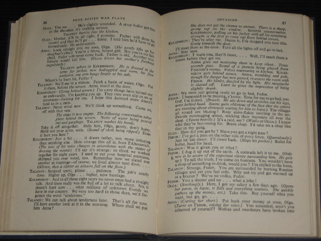  - Four Soviet War Plays, The Front, A.Korneichuk, Invasion, L.Leonov, The Russians, K.Simonov, Guerillas of the Ukrainian Steppes, A.Korneichuk