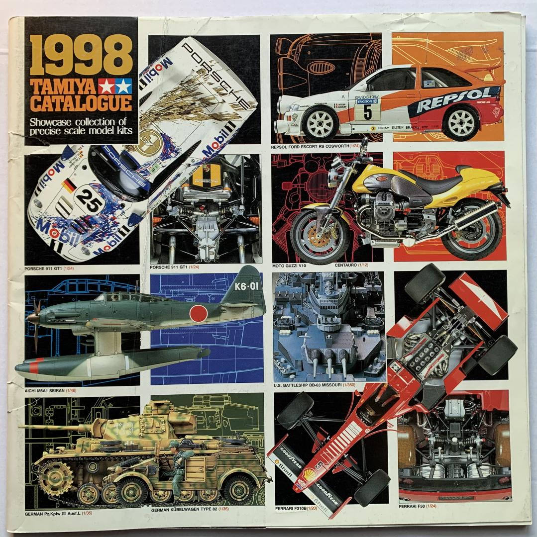 N.N. - 1998. Tamiya Catalogue. Showcase Collection precise scale model kits; armour, aircraft, motorcycles, ships, auto racing classics.