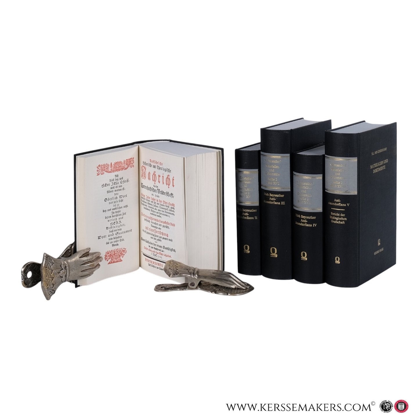 Beyreuther, Erich / Schneider, Hans (Hrsg.) - Antizinzendorfiana I–V. Reprints verschiedener zeitgenössischer Streitschriften gegen Zinzendorf und die Herrnhuter Brüdergemeine (1729–1785). Mit Vorwort und Einführungen hrsg. von Erich Beyreuther. Band V mit einer Einführung von Hans Sc...