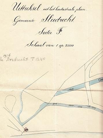 (BIESBOSCH). SLIEDRECHT-DORDRECHT - Uittreksel uit het kadastrale plan Gemeente Sliedrecht Sectie T. (Polder Oude Kat / Katse Gat).