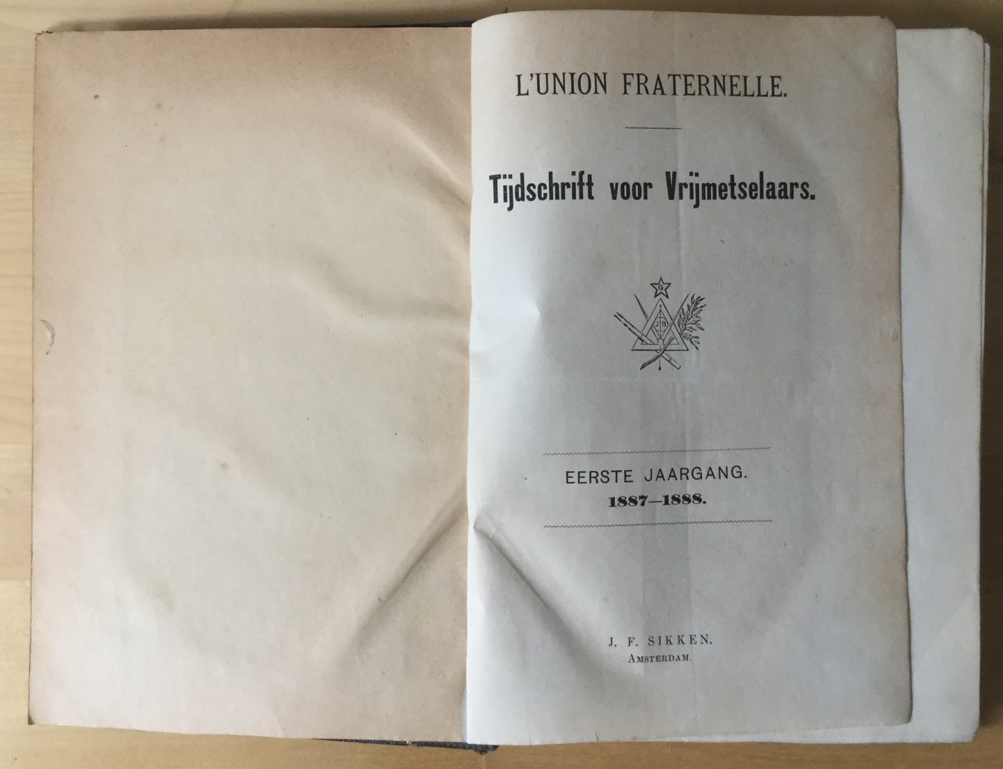  - L'Union Fraternelle, tijdschrift voor Vrijmetselaars, eerste jaargang 1887-1888