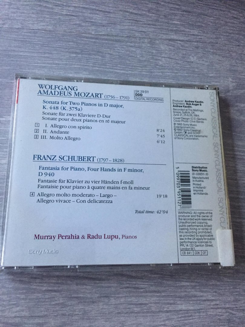 Mozart Schubert - Murray Perahia Radu Lupa